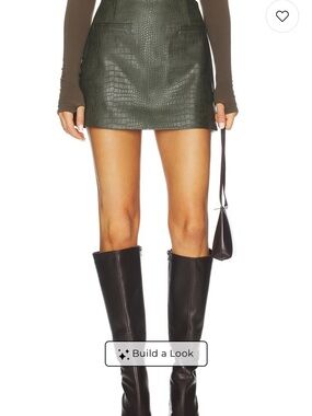 NONchalant Olive Green Faux Croc Mini Skirt